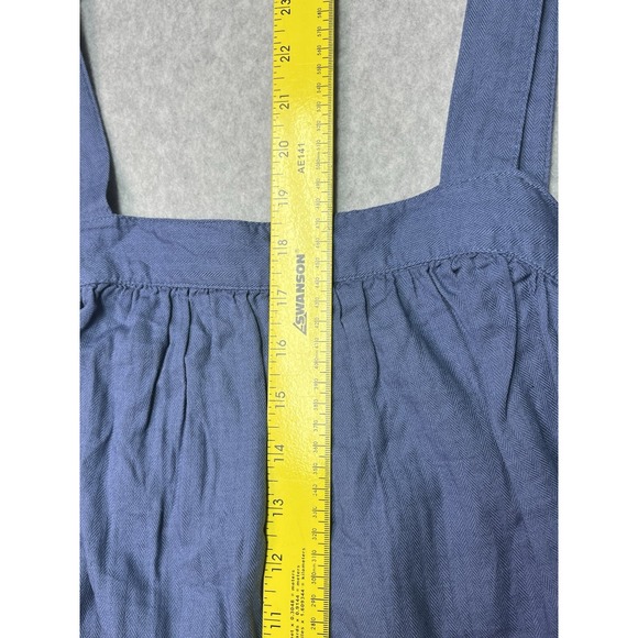 ANA Women's L Blue Chambray Apron Tank Top Ruffle Strap Sleeveless NWT - Picture 7 of 7